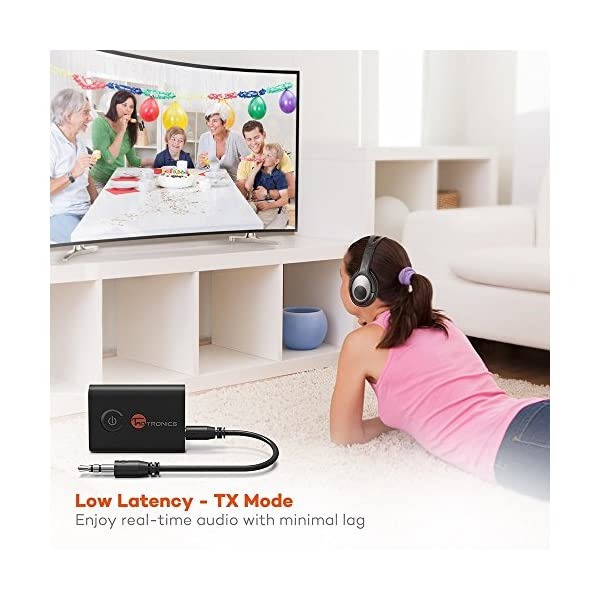 Bluetooth 4.1 Transmitter / Receiver, TaoTronics 2-in-1 Wireless 3.5mm Adapter (aptX Low Latency, 2 Devices Simultaneously, For Home Sound System)