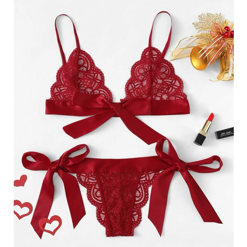 Tie side lingerie set