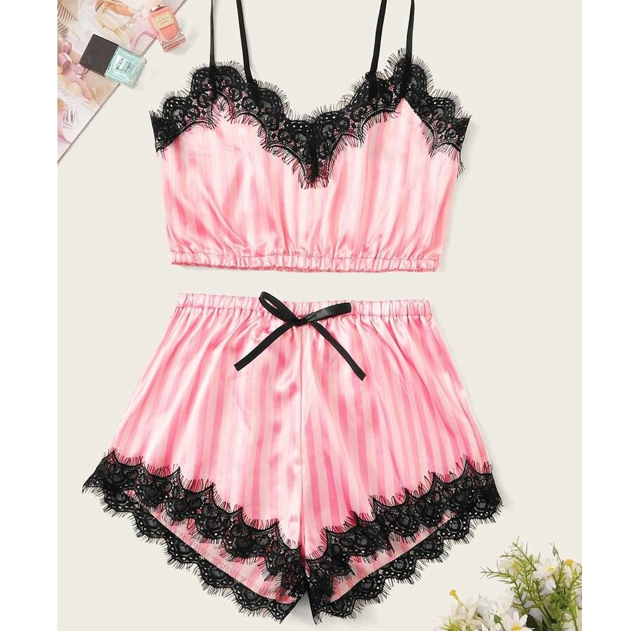 Satin cami with shorts