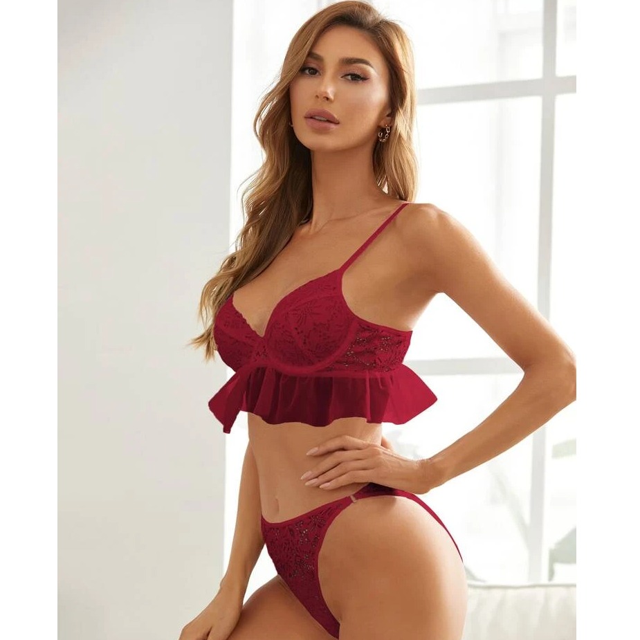Floral lace lingerie set