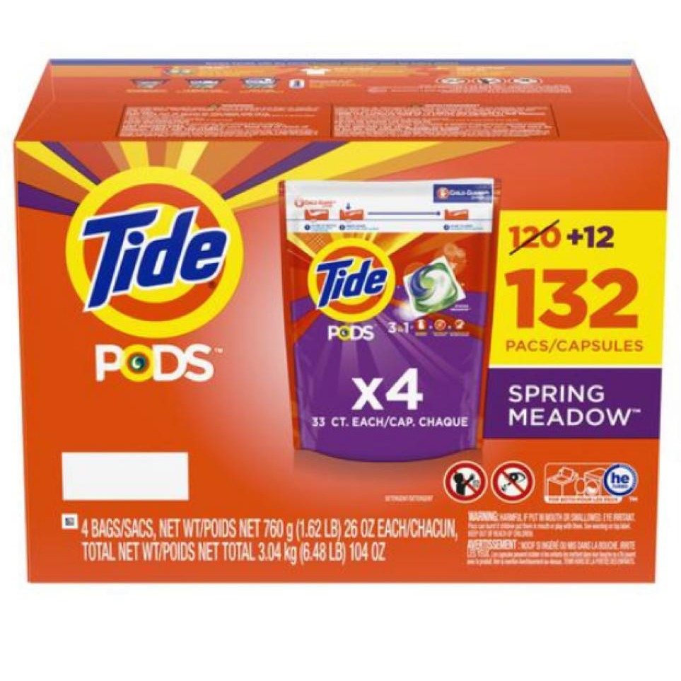 Detergente para ropa Tide Pods 104 oz / 132 capsulas