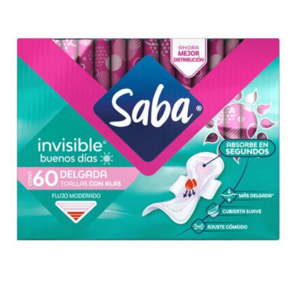 Toallas femeninas invisibles con alas Saba 60 UNI