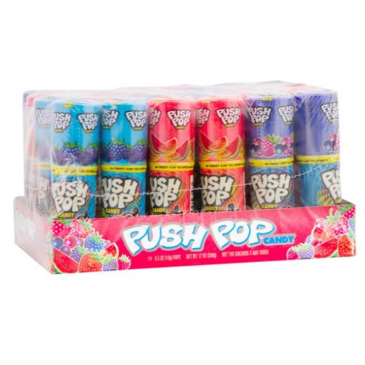 Caramelos Push Pop a fruta 24 UNI / 14 grs