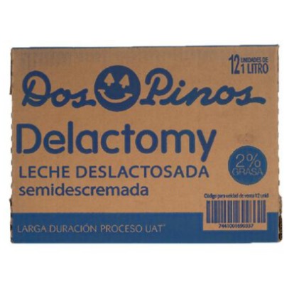Leche deslactosada semidescremeda Dos pinos 12 UNI / 1 Ltr