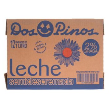 Leche semidescremeda Dos Pinos 12 UNI / 1 Ltr