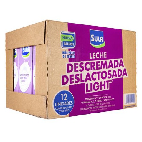 Leche Sula Deslactosada descremada 12 UNI / 946 ml
