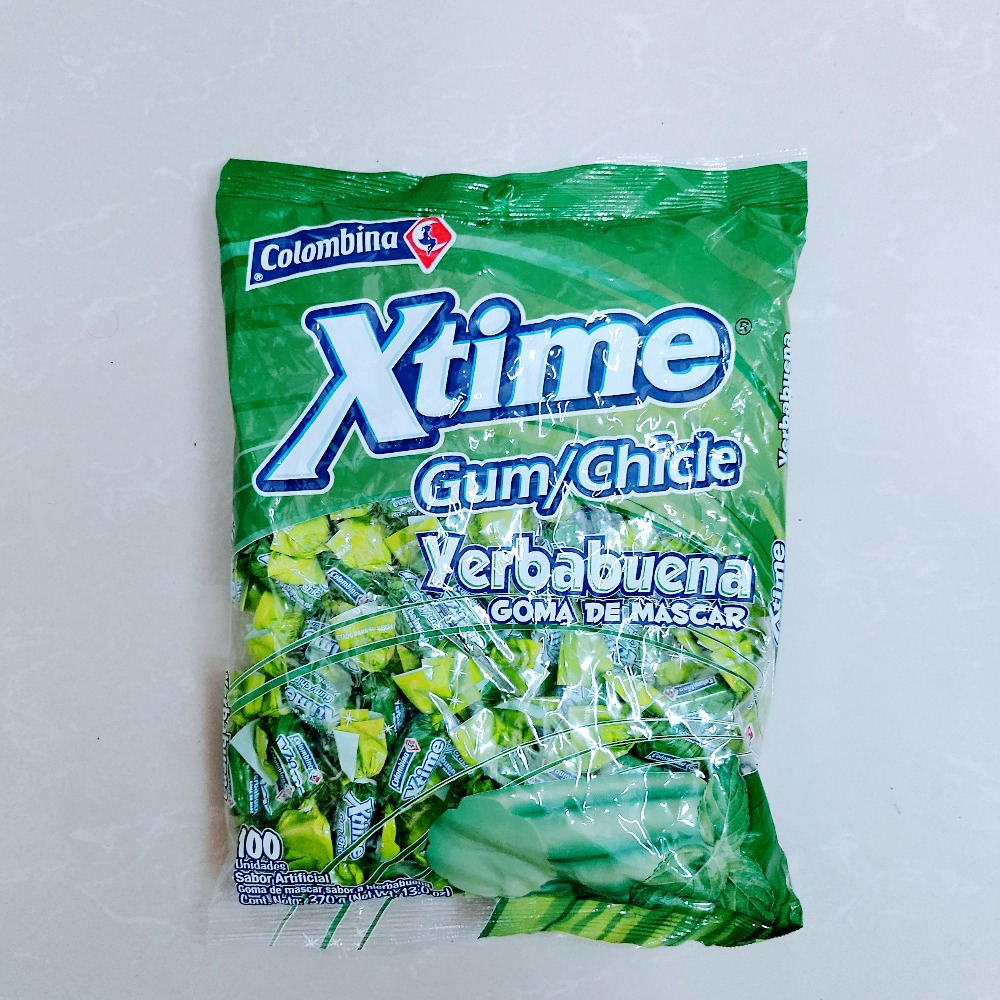 Goma de mascar Xtime Yerbabuena Colombina 100 uni 