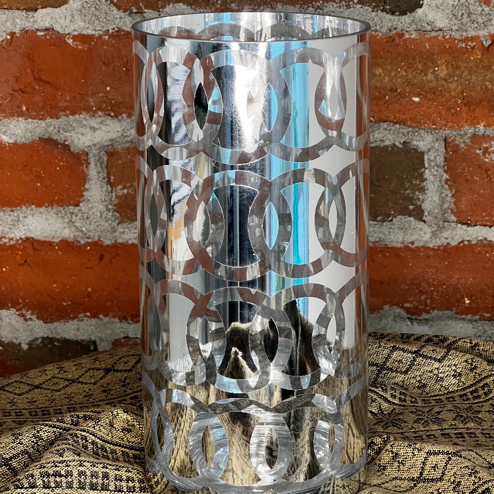 Candelero de Vidrio Plateado 