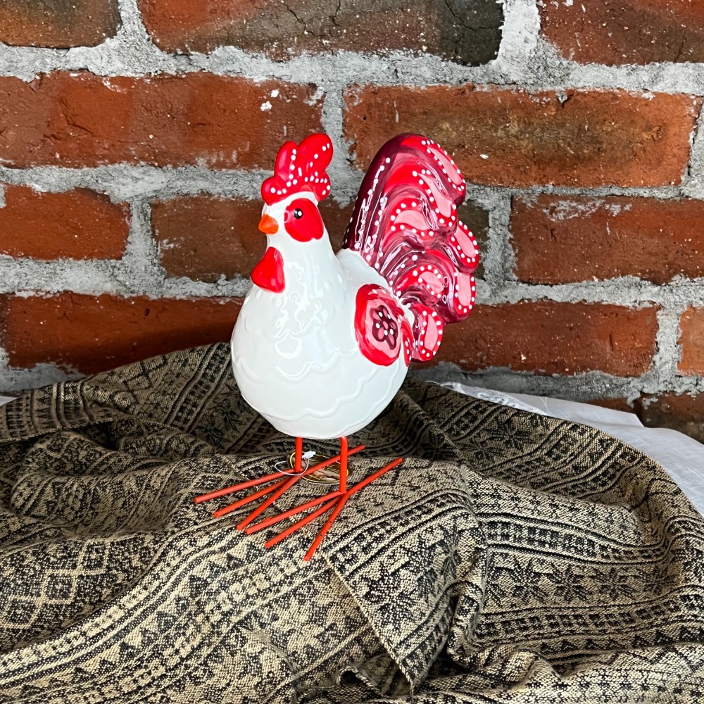 Gallo de Cerámica Cresta Roja 