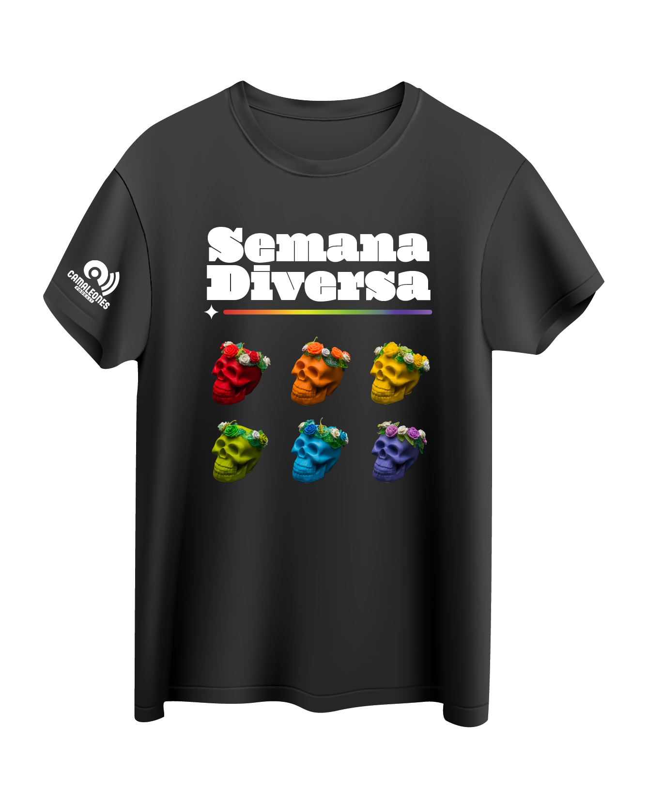 CAMISETA CRÁNEOS COLORES 