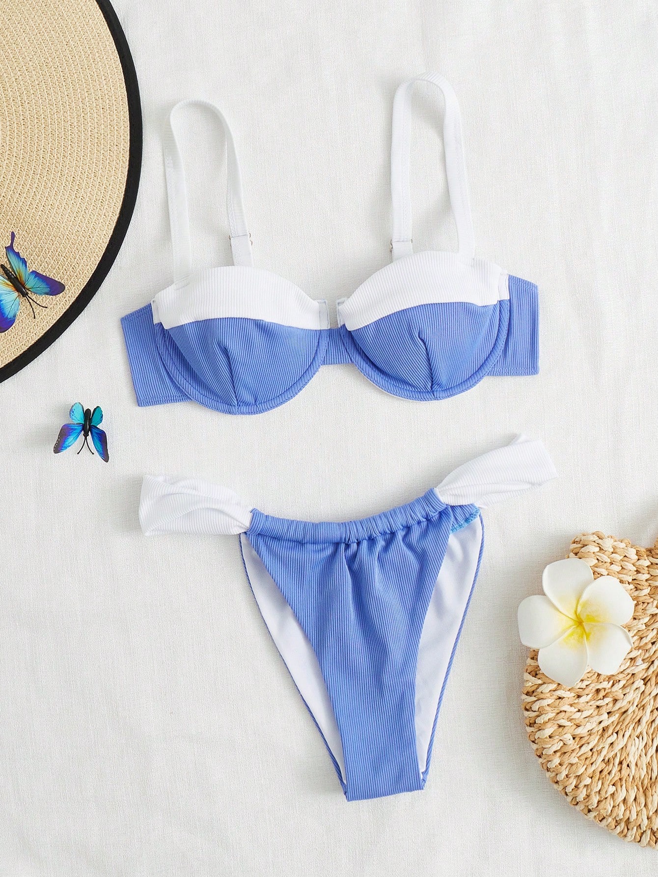 COLOR BLOCK UNDERWIRE BIKINI SWIMSUIT